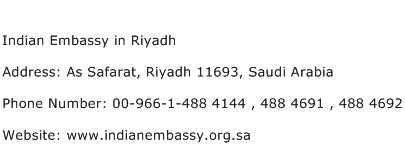 Indian Embassy in Riyadh Address Contact Number