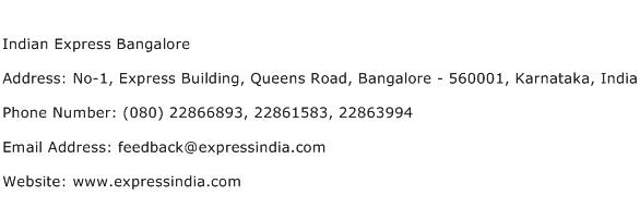 Indian Express Bangalore Address Contact Number