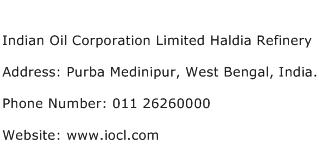 Indian Oil Corporation Limited Haldia Refinery Address Contact Number