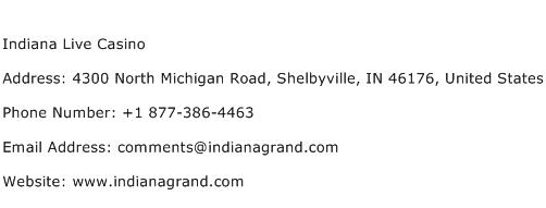 Indiana Live Casino Address Contact Number