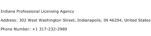Indiana Professional Licensing Agency Address Contact Number