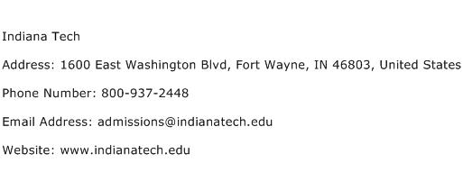 Indiana Tech Address Contact Number
