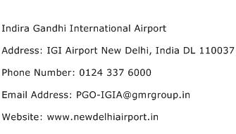 Indira Gandhi International Airport Address Contact Number