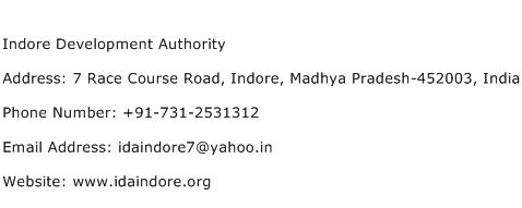 Indore Development Authority Address Contact Number