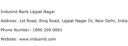Indusind Bank Lajpat Nagar Address Contact Number