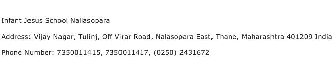 Infant Jesus School Nallasopara Address Contact Number