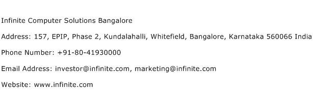 Infinite Computer Solutions Bangalore Address Contact Number
