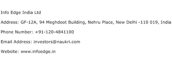 Info Edge India Ltd Address Contact Number