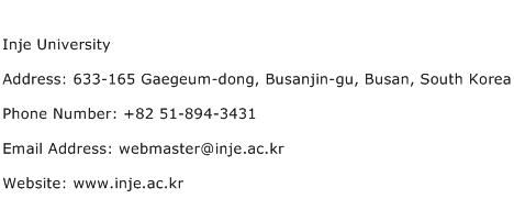 Inje University Address Contact Number