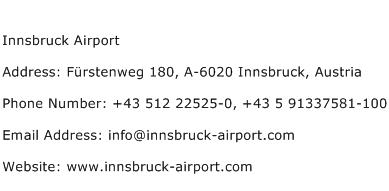 Innsbruck Airport Address Contact Number