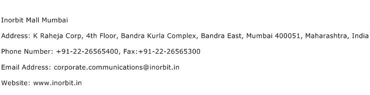 Inorbit Mall Mumbai Address Contact Number