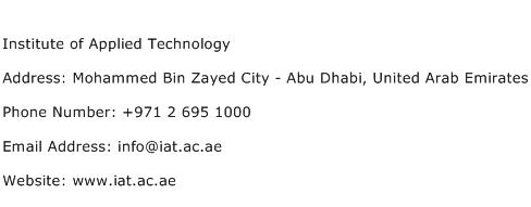 Institute of Applied Technology Address Contact Number