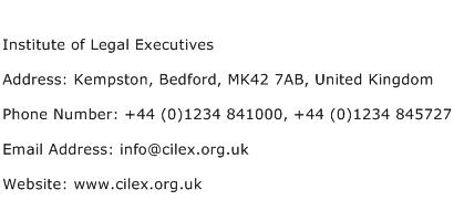 Institute of Legal Executives Address Contact Number