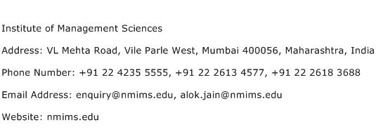 Institute of Management Sciences Address Contact Number
