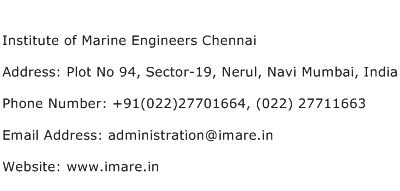 Institute of Marine Engineers Chennai Address Contact Number