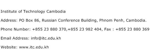 Institute of Technology Cambodia Address Contact Number