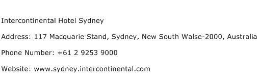 Intercontinental Hotel Sydney Address Contact Number