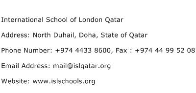 International School of London Qatar Address Contact Number