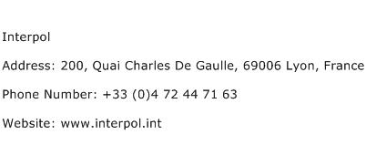Interpol Address Contact Number