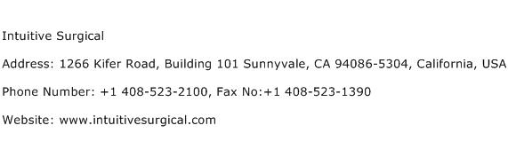 Intuitive Surgical Address Contact Number