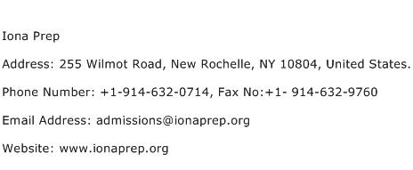 Iona Prep Address Contact Number
