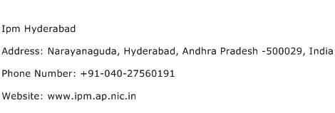 Ipm Hyderabad Address Contact Number