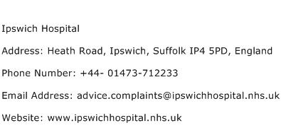 Ipswich Hospital Address Contact Number