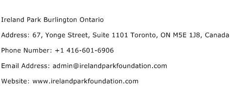 Ireland Park Burlington Ontario Address Contact Number