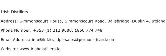 Irish Distillers Address Contact Number