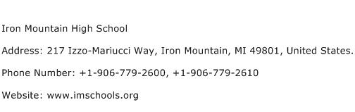 Iron Mountain High School Address Contact Number