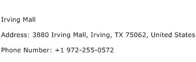 Irving Mall Address Contact Number