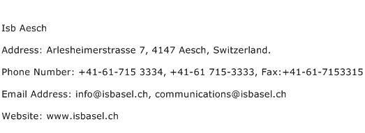 Isb Aesch Address Contact Number