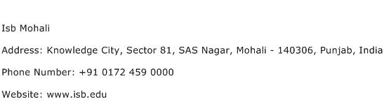 Isb Mohali Address Contact Number