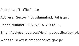 Islamabad Traffic Police Address Contact Number