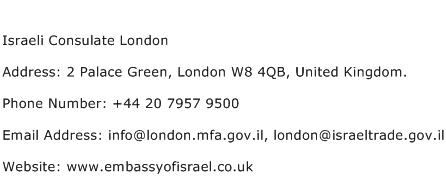 Israeli Consulate London Address Contact Number