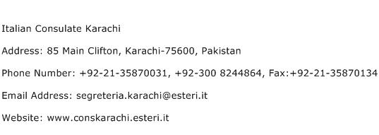 Italian Consulate Karachi Address Contact Number