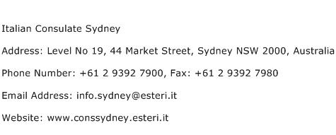 Italian Consulate Sydney Address Contact Number