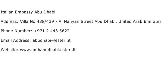 Italian Embassy Abu Dhabi Address Contact Number