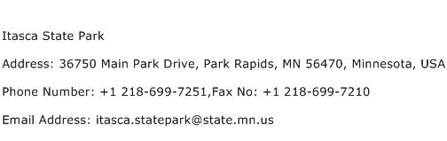 Itasca State Park Address Contact Number