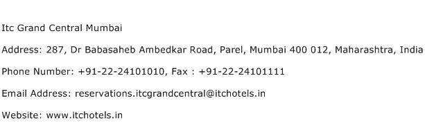 Itc Grand Central Mumbai Address Contact Number
