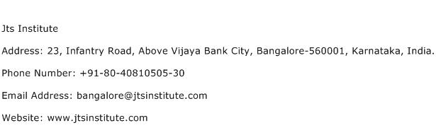 JTS Institute Address Contact Number