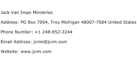 Jack Van Impe Ministries Address Contact Number