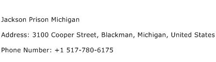 Jackson Prison Michigan Address Contact Number