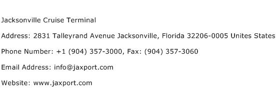 Jacksonville Cruise Terminal Address Contact Number