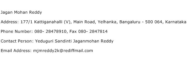 Jagan Mohan Reddy Address Contact Number