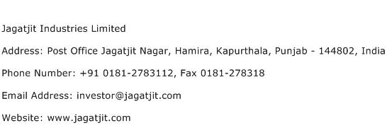 Jagatjit Industries Limited Address Contact Number