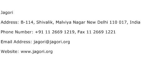 Jagori Address Contact Number