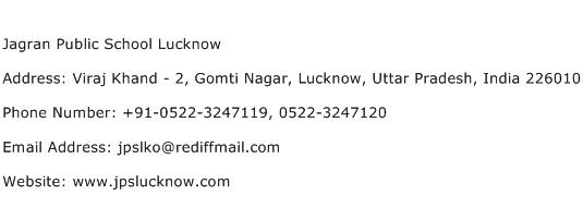 Jagran Public School Lucknow Address Contact Number