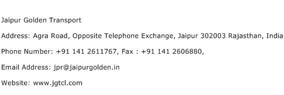 Jaipur Golden Transport Address Contact Number