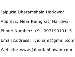 Jaipuria Dharamshala Haridwar Address Contact Number